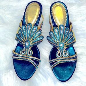 Multi Jeweled Open Toe Heels